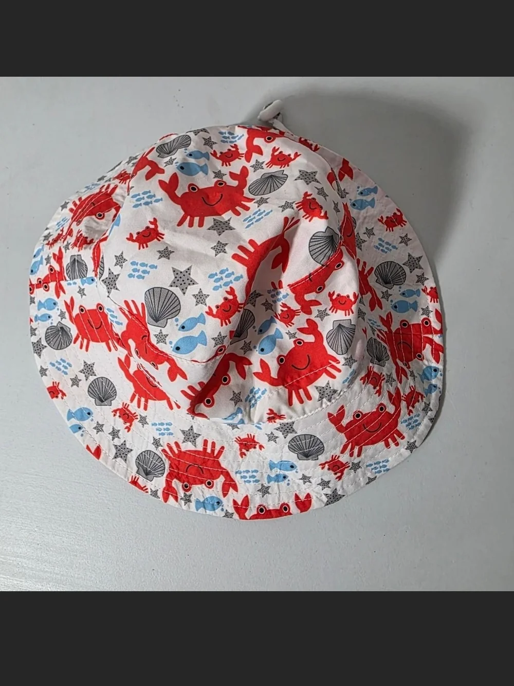 Kids Crab Print Bucket Hat - Red & Blue